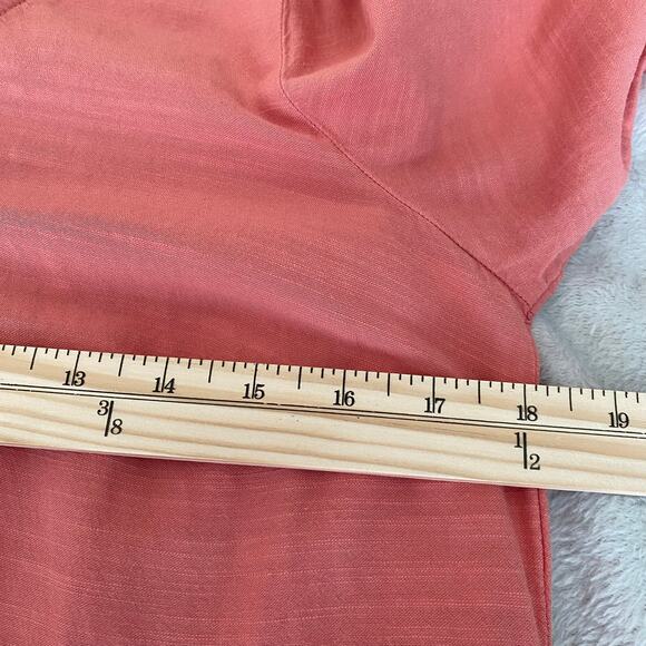 2/$30 OLD NAVY Boho Embroidered Tiered Peasant Dress M Coral Eyelet Long Sleeve - Picture 6 of 10